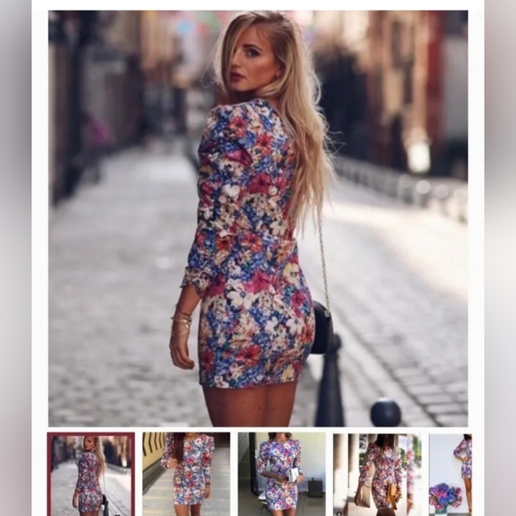 Zara "The Frida" Dress Blogger Fave Floral Puff Sleeve Size XS New - Picture 8 of 9